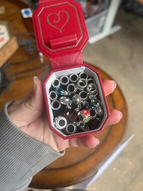 Brighton Silver Tone Beads and Charms with Red and Teal Accents